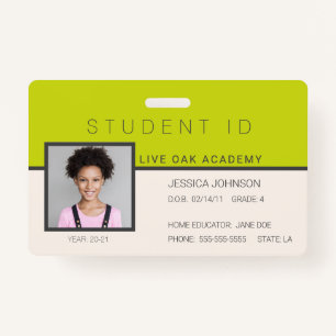 Homeschool Student ID Badge   Doodles Green