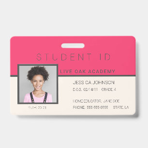 Homeschool Student ID Badge   Doodles Pink