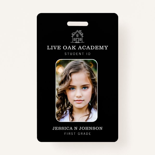 Homeschool Student ID Badge | Minimalist Black (Front)