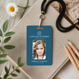 Homeschool Student ID Badge Minimalist Blue