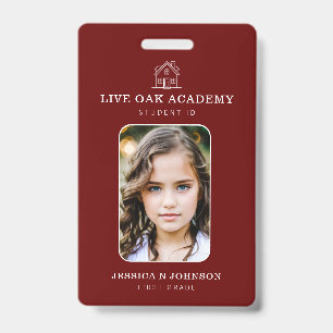 Homeschool Student ID Badge Minimalist Red