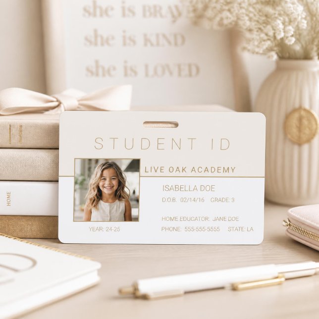 Homeschool Student ID Badge | Modern Gold (Creator Uploaded)