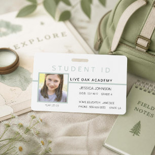 Homeschool Student ID Badge Modern Grey