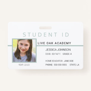 Homeschool Student ID Badge Modern Grey