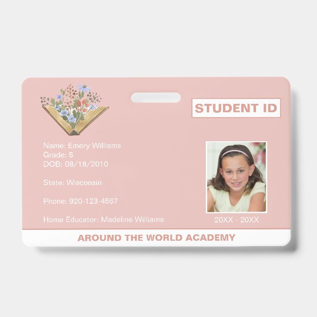 Homeschool Student ID Book Design Badge (Front)