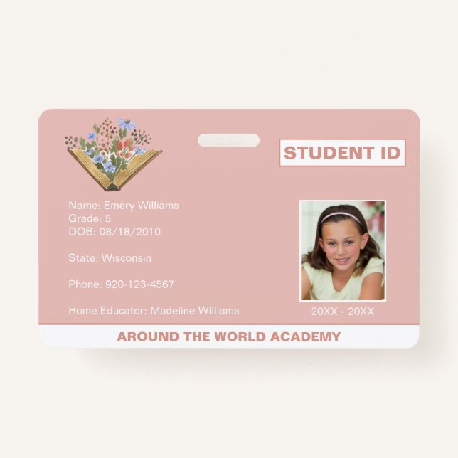 Homeschool Student ID Book Design Badge (Front)