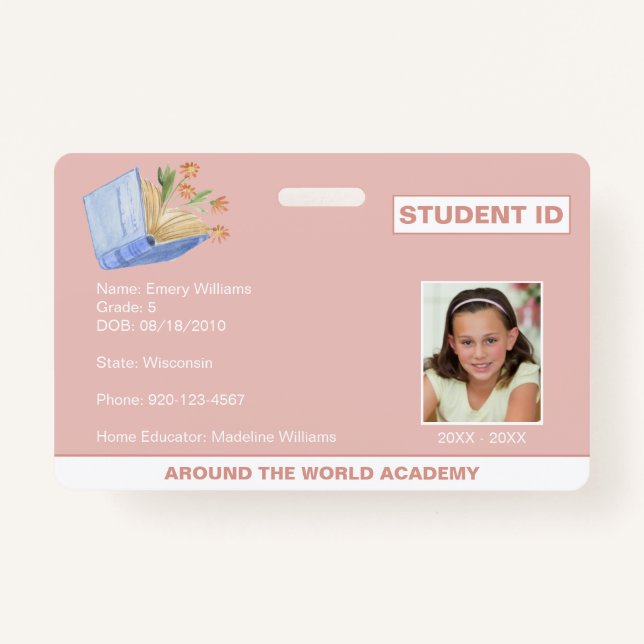 Homeschool Student ID Book Design Badge (Front)
