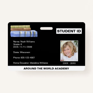 Homeschool Student ID Book Stack  Badge