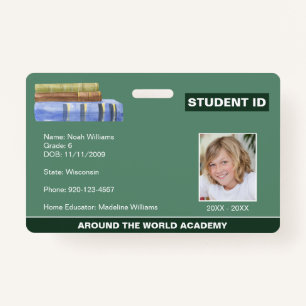 Homeschool Student ID Book Stack  Badge