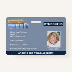 Homeschool Student ID Book Stack  Badge