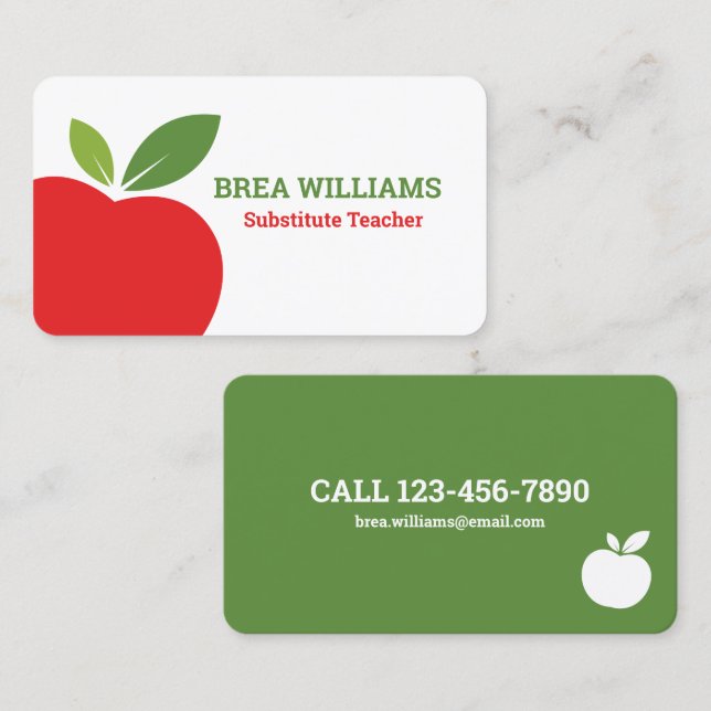 Homeschool Substitute Teacher Tutor Business Card (Front/Back)