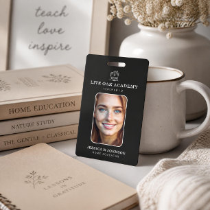 Homeschool Teacher ID Badge Minimalist Black
