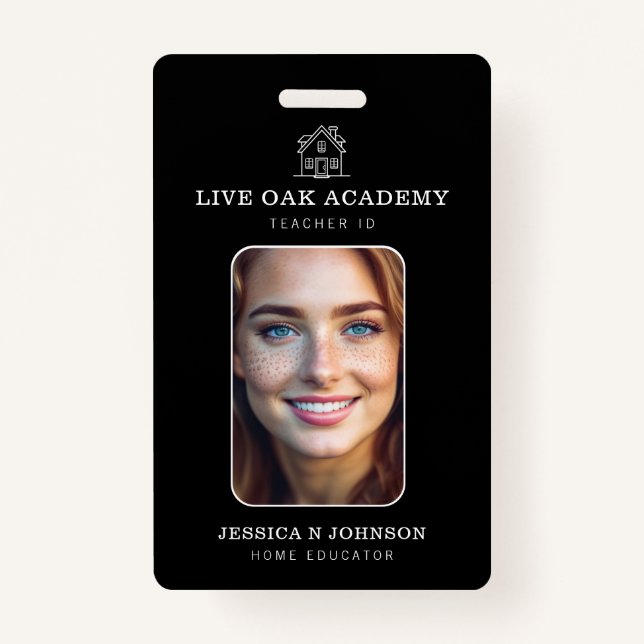 Homeschool Teacher ID Badge | Minimalist Black (Front)