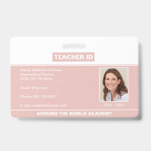 Homeschool Teacher ID Badge Rose Gold