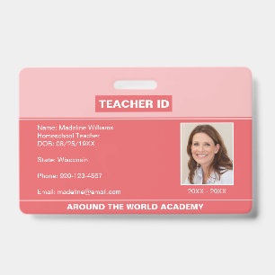 Homeschool Teacher ID Blush Coral Badge