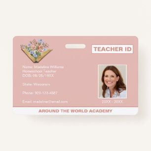 Homeschool Teacher ID Book Flowers Badge