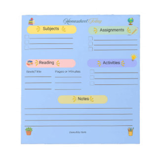 Homeschool Today Notepad – Daily Subjects