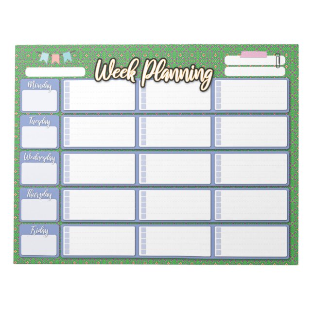 HOMESCHOOL WEEKLY PLANNER 3 column pad (Front)