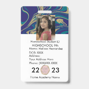 Homeschooling School ID Abstract Photo Badge