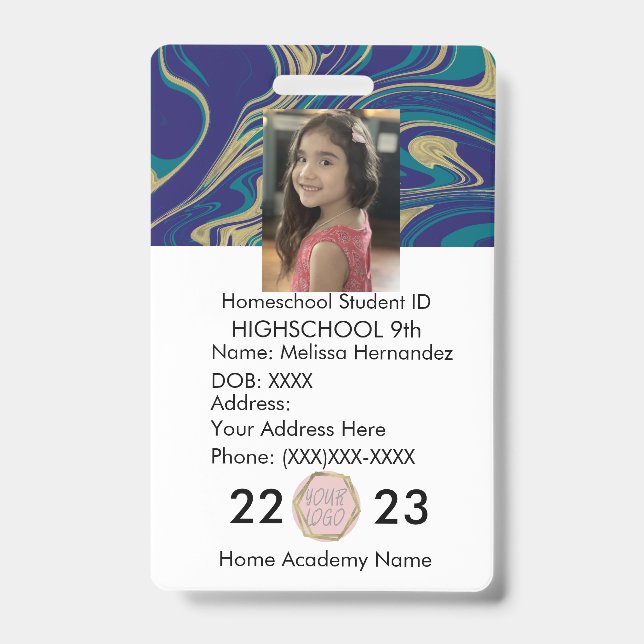 Homeschooling School ID Abstract Photo Badge (Front)