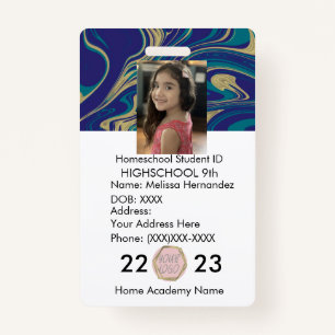 Homeschooling School ID Abstract Photo Badge