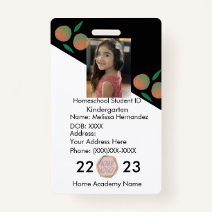 Homeschooling School ID Oranges Photo Badge
