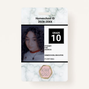 Homeschooling Unschooling Private Marble ID Badge