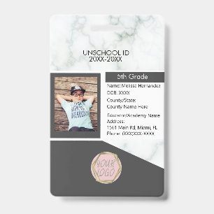 Homeschooling Unschooling Student Marble Grey Badge