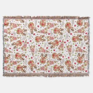 Homespun Merry Christmas Pattern Throw Blanket