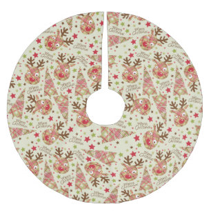 Homespun Patchwork Merry Christmas Brushed Polyester Tree Skirt