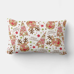 Homespun Patchwork Merry Christmas Lumbar Pillow