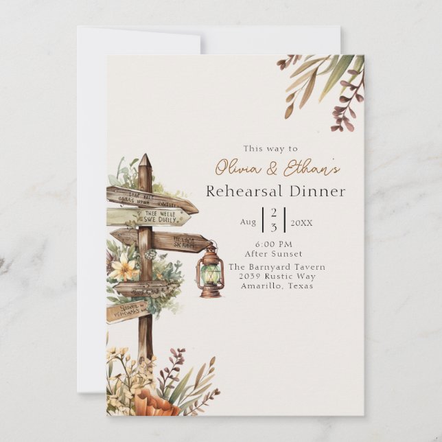 HOMESPUN - Rustic Wedding Rehearsal Dinner Invitation (Front)