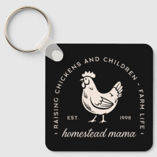 Homestead mom raising chickens and children funny keychain