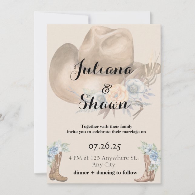 Hometown Country Wedding  Holiday Card (Front)