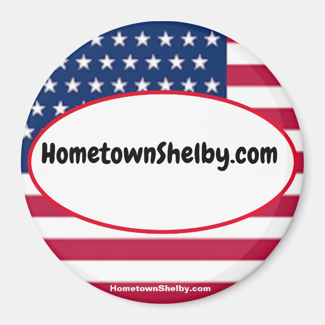 HometownShelby.com patriotic magnet (Front)