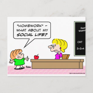 homework kid teacher school social life postcard