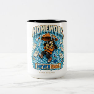 Homework Never Ends Personalized Funny Teacher T-S Two-Tone Coffee Mug