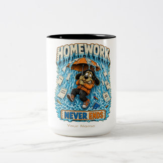 Homework Never Ends Personalized Funny Teacher T-S Two-Tone Coffee Mug