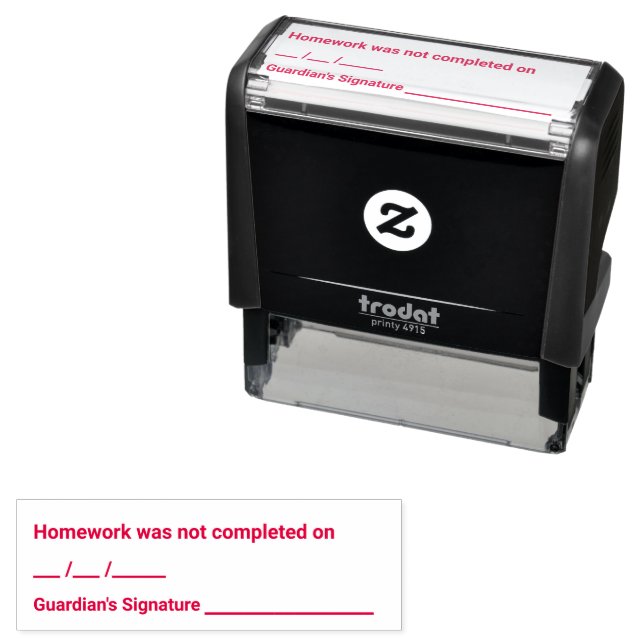 Homework Not Completed Guardian Signature Teacher Self-inking Stamp (In Situ)