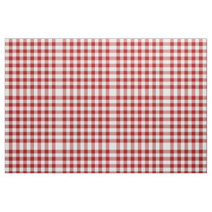 Homey Red and White Gingham Block Pattern Fabric
