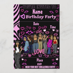 Homies Chicana  Birthday Invitation Lil Homies