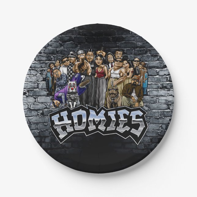 Homies Party Plates, Lil Homies Birthday Paper Plate (Front)