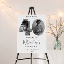 Homme 40ème Affiche de bienvenue, Regardez qui a 4