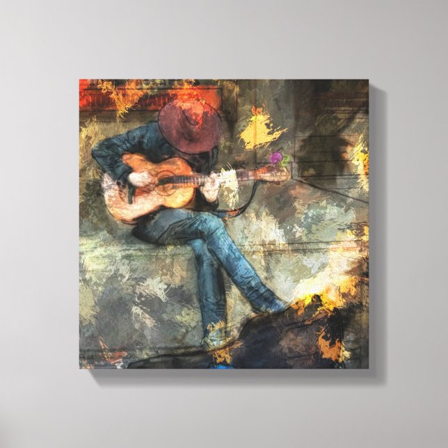 Homme Abstrait jouant de la guitare - Mur art Déco (Recto)