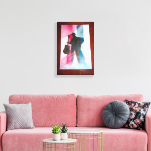 Homme Avec Guitare Étiquette En Toile