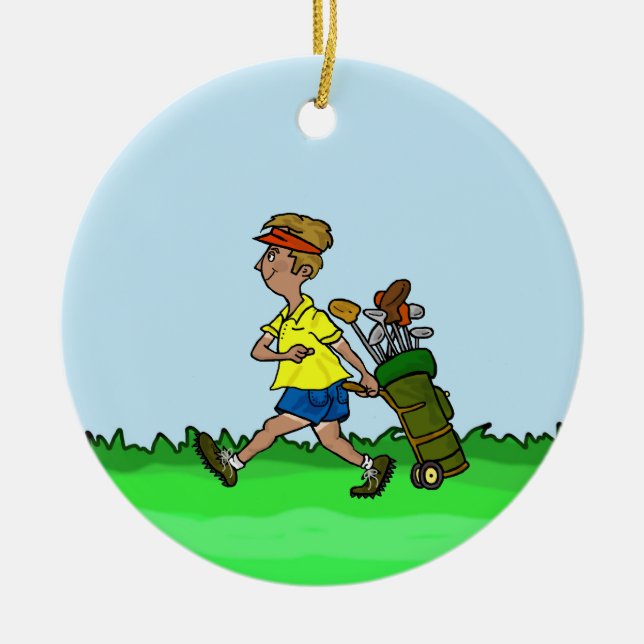 Homme avec sac de golf Ornement de Noël (Devant)