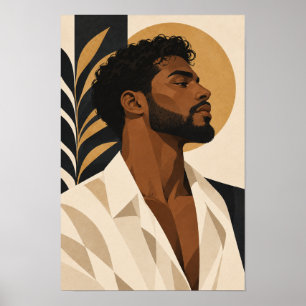 Homme barbu élégant - Art mural de portrait modern