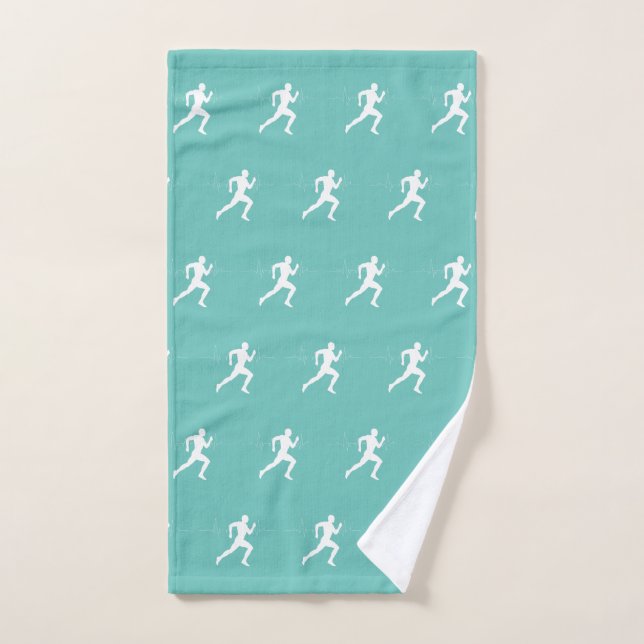 Homme Coureurs Silhouette HeartBeat Line Mint Gree (Serviette à main)