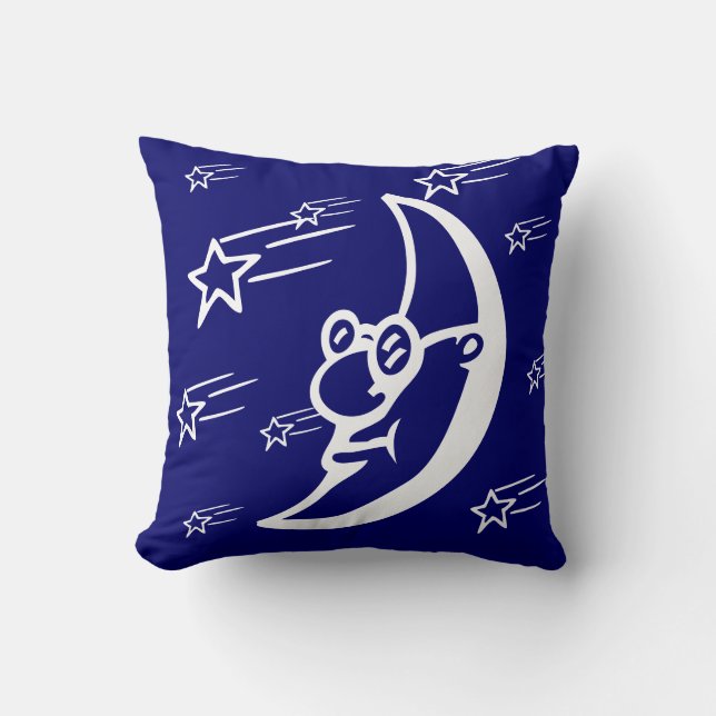 homme dans la lune avec étoiles coussin (Recto)