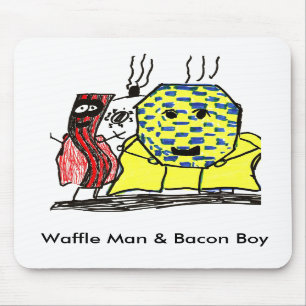 Homme de gaufre et tapis de souris de garçon de